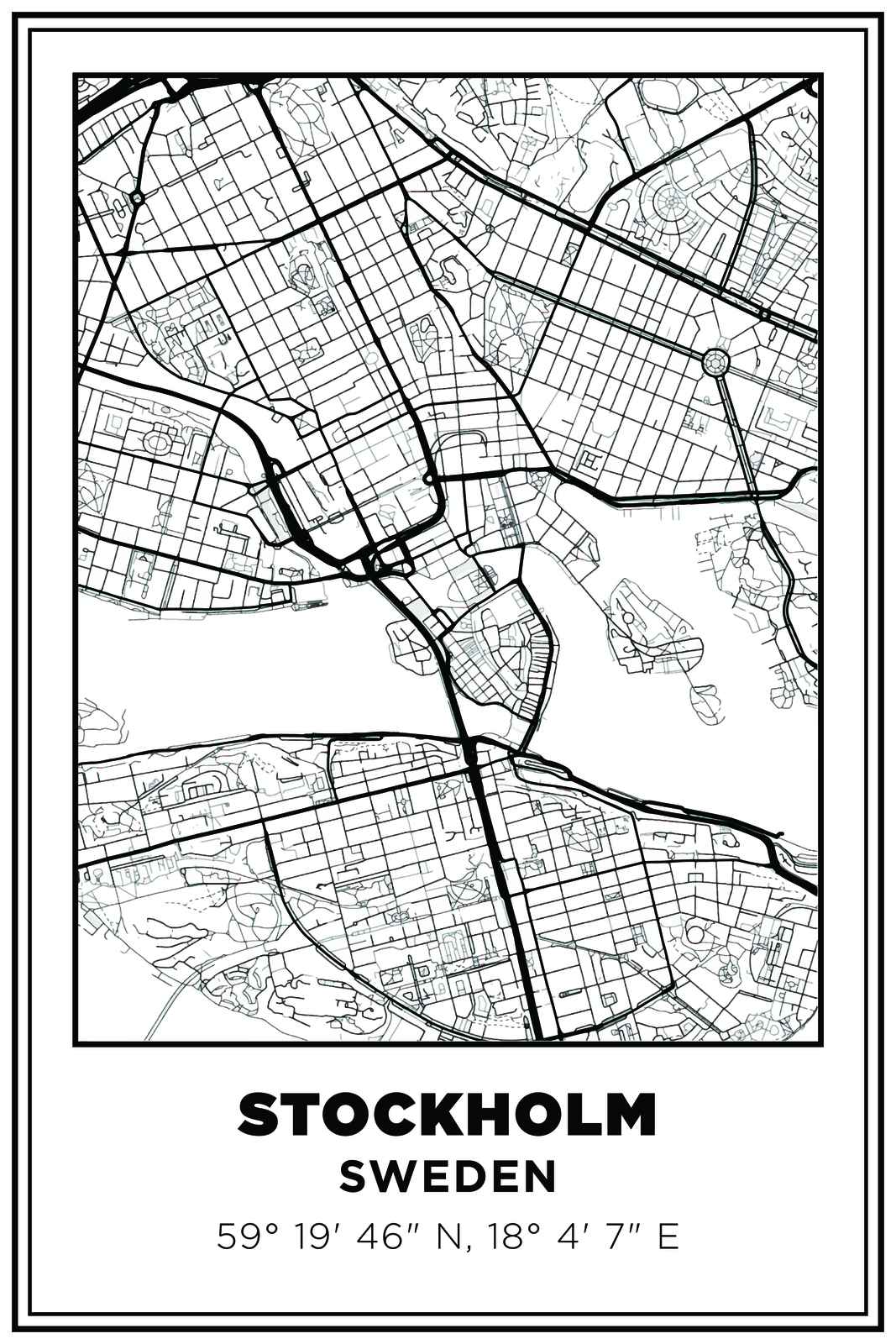 Affiche Carte de Stockholm