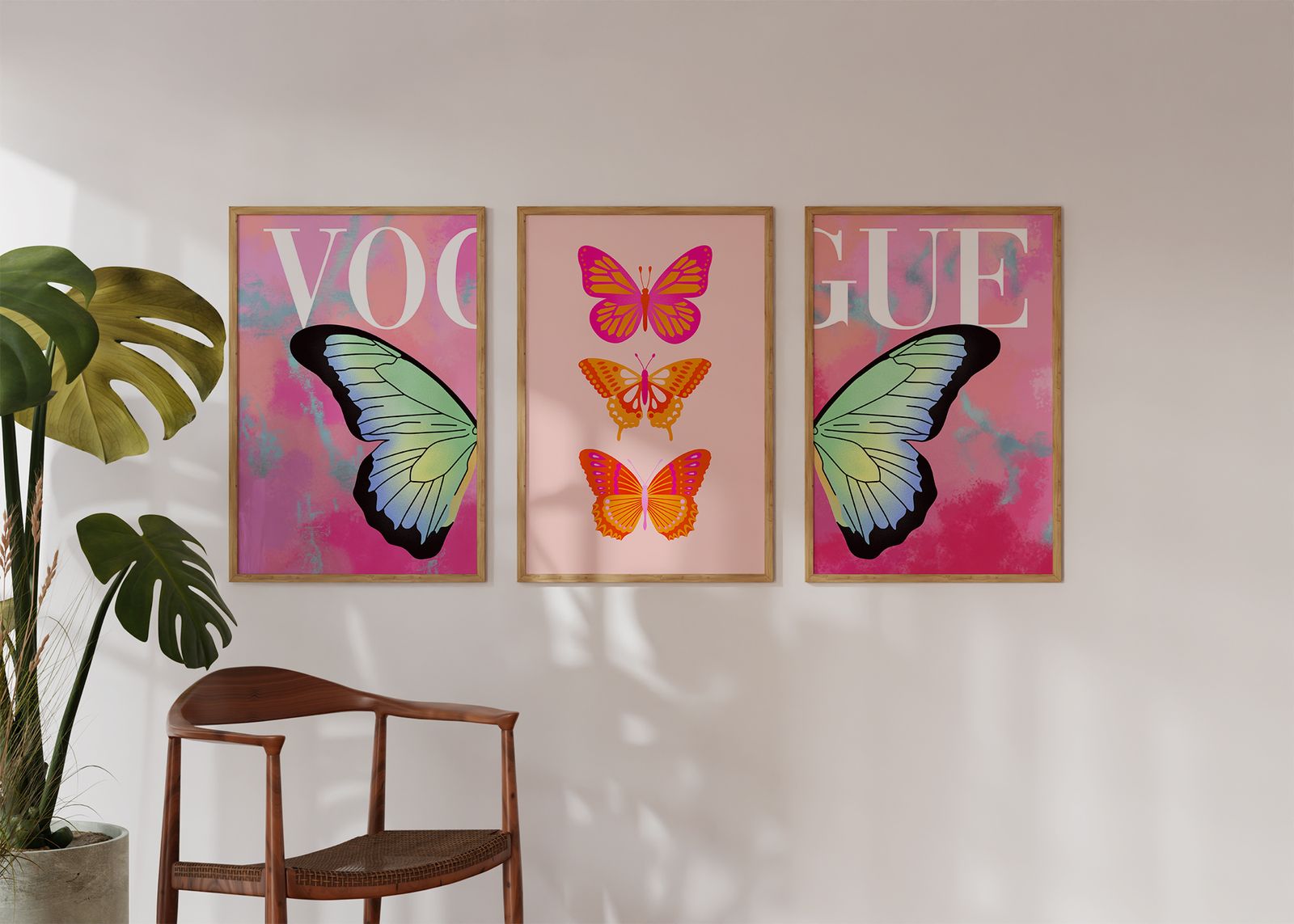 Affiche - Ensemble de papillons colorés / Ensemble de 3