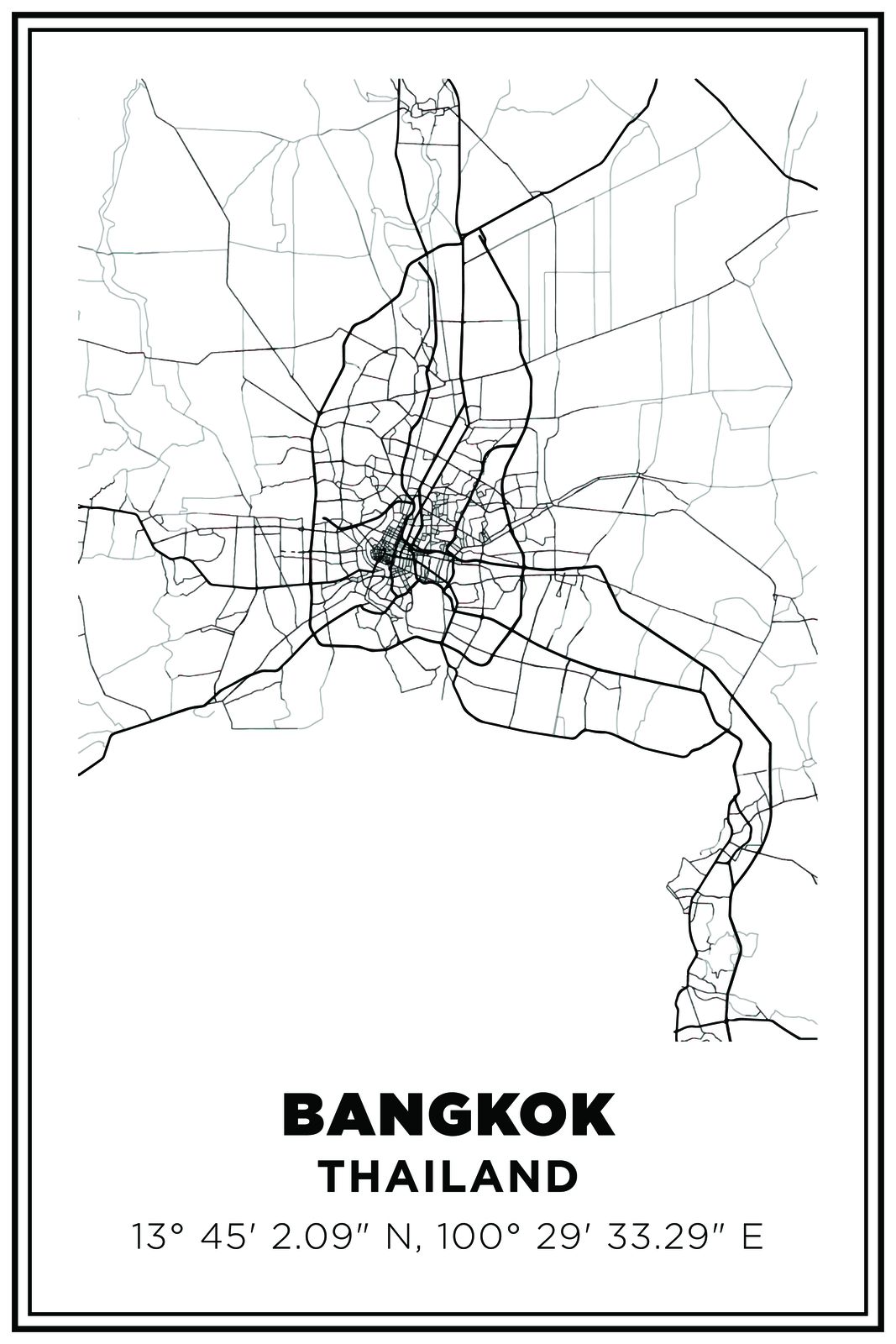 Affiche Carte de Bangkok
