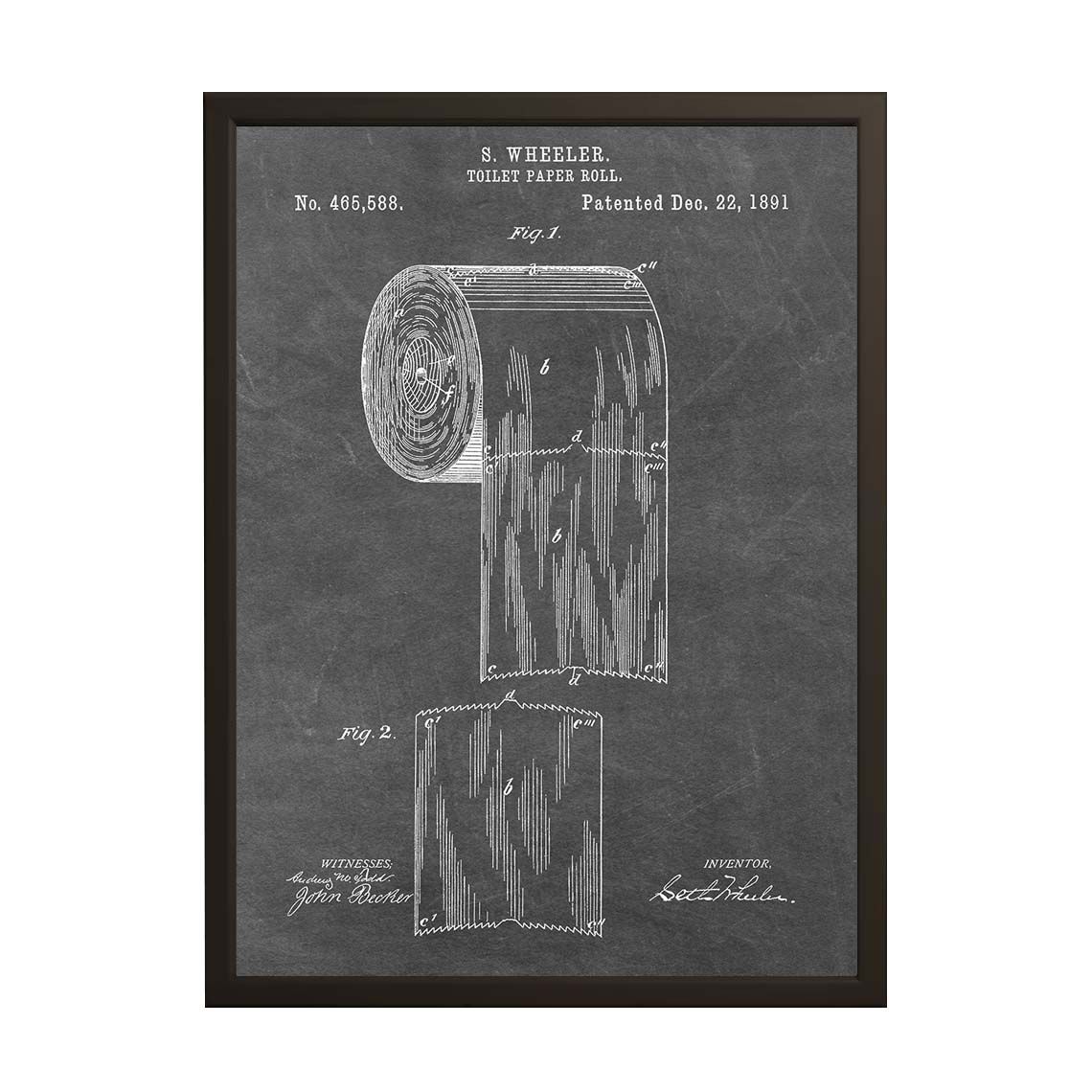 Affiche de dessin breveté - Rouleau de papier toilette S. Wheeler