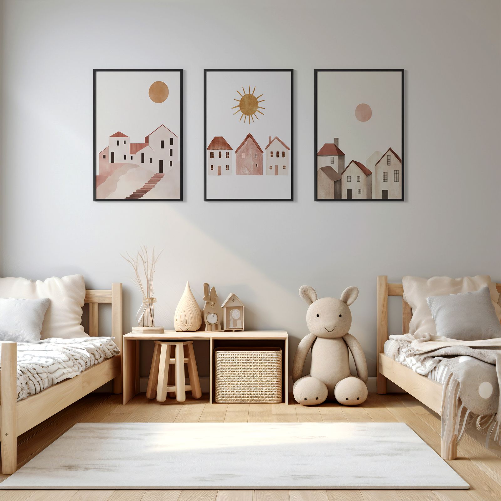 Poster - Village Minimaliste / Ensemble de 3