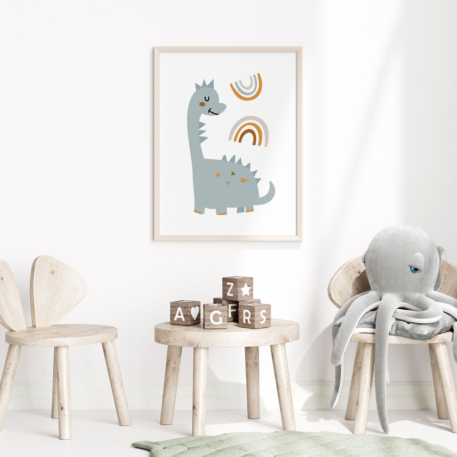 Affiche - Dinosaure et Arc-en-ciels