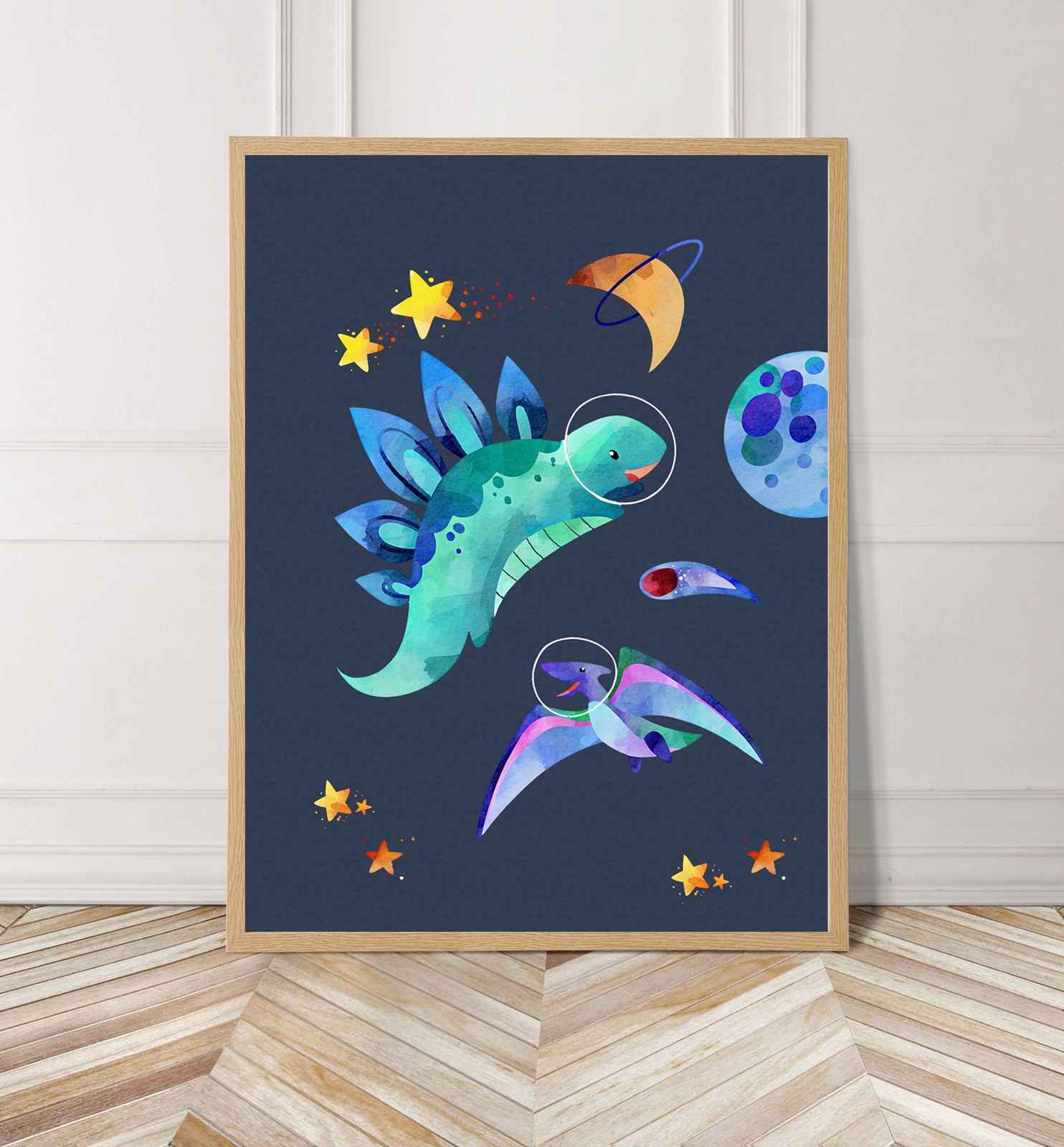 Poster Aventure Spatiale de Dinosaure