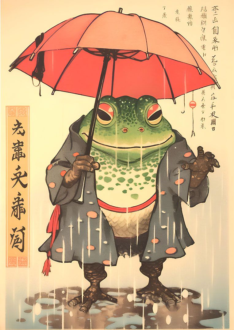 Affiche - Grenouille en Imper