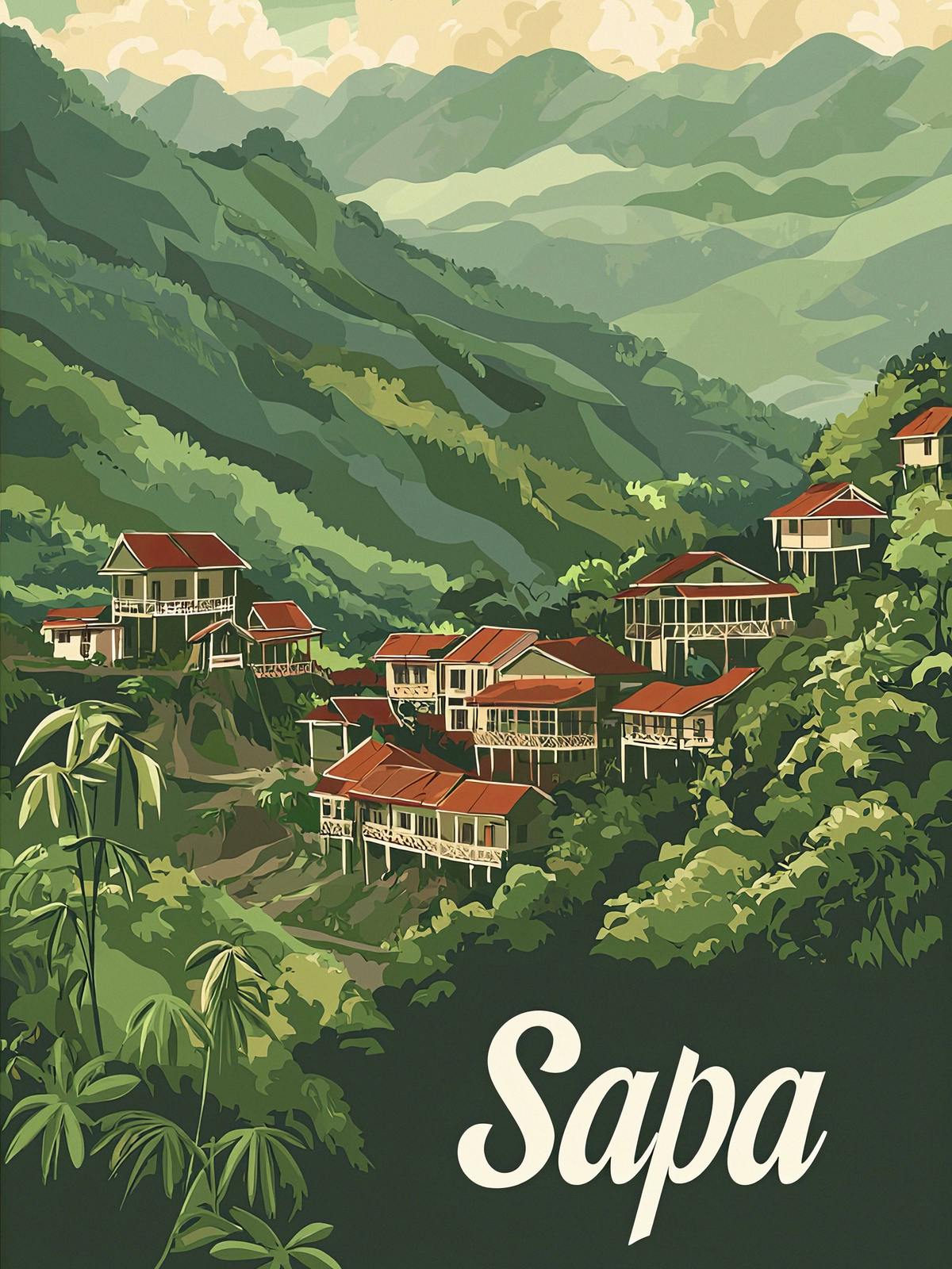 Affiche - Paysage de Sapa