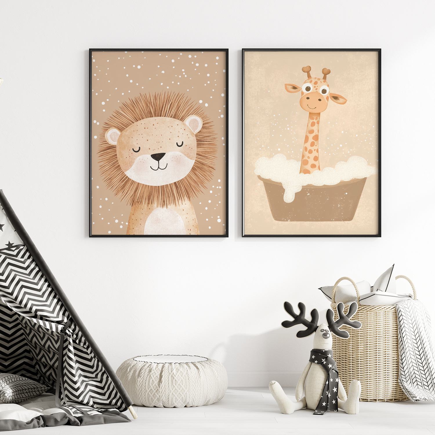 Affiche - Illustrations Animales Mignonnes / Ensemble de 2