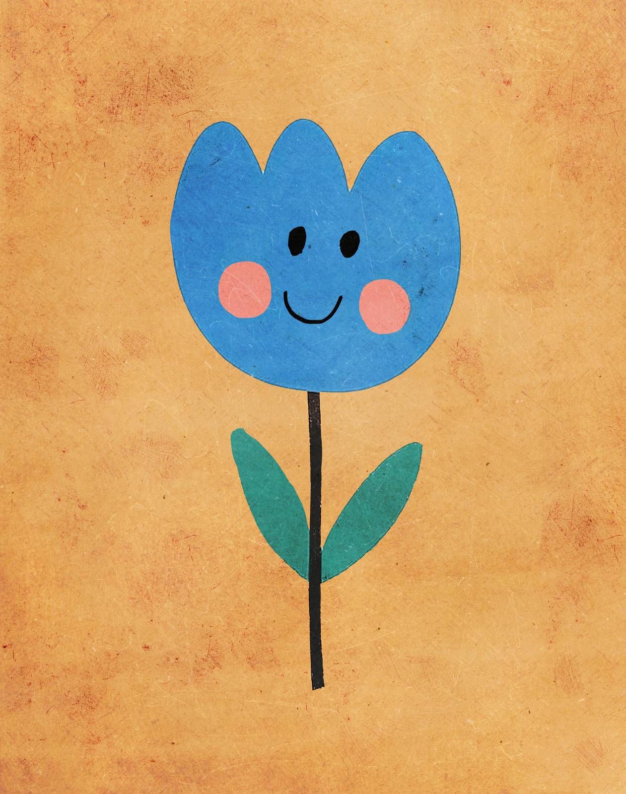 Poster - Fleur Bleue Souriante