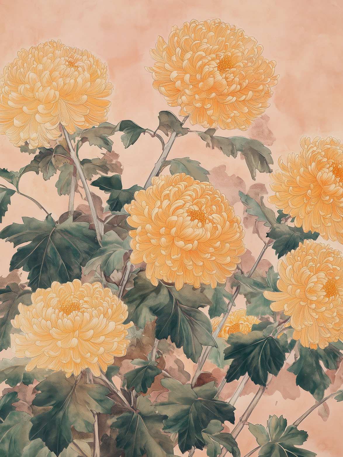 Affiche - Chrysanthèmes Jaunes