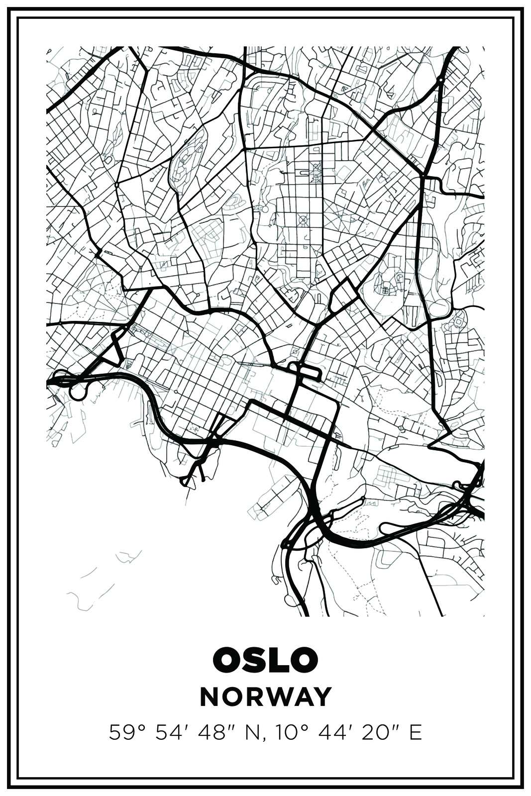 Affiche Carte d'Oslo