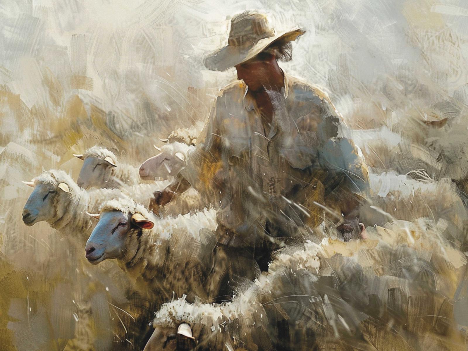 Affiche - Berger avec Moutons