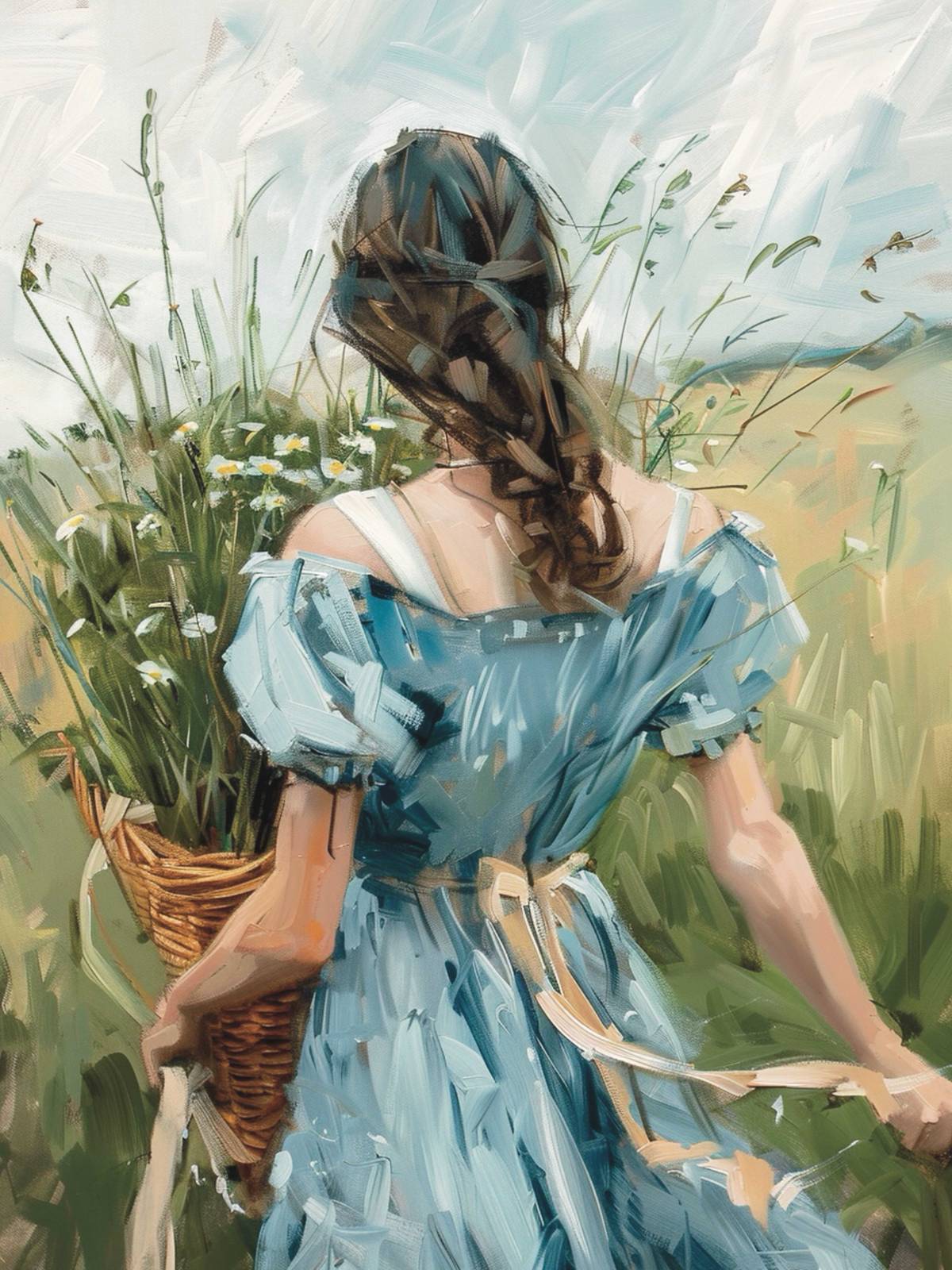 Affiche - Femme en Robe Bleue