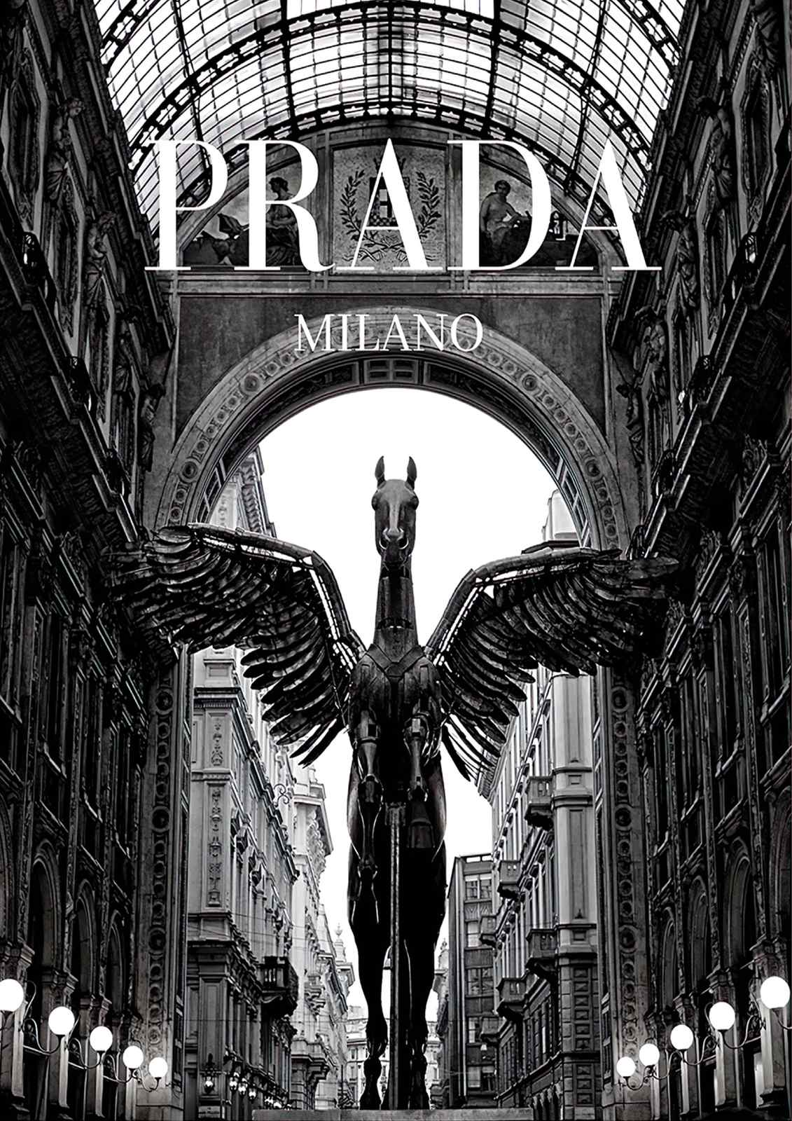 Affiche Noir et Blanc Prada Milano