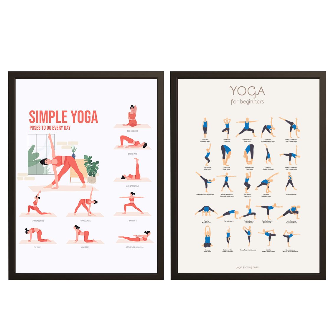 Affiche - Poses de Yoga Ensemble de 2