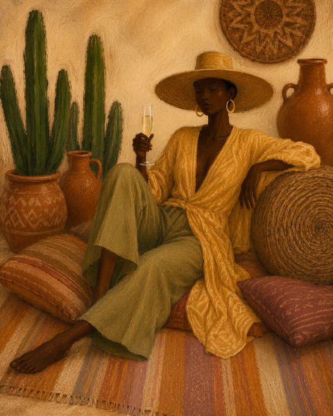 Poster - Femme Élégante dans l'Oasis