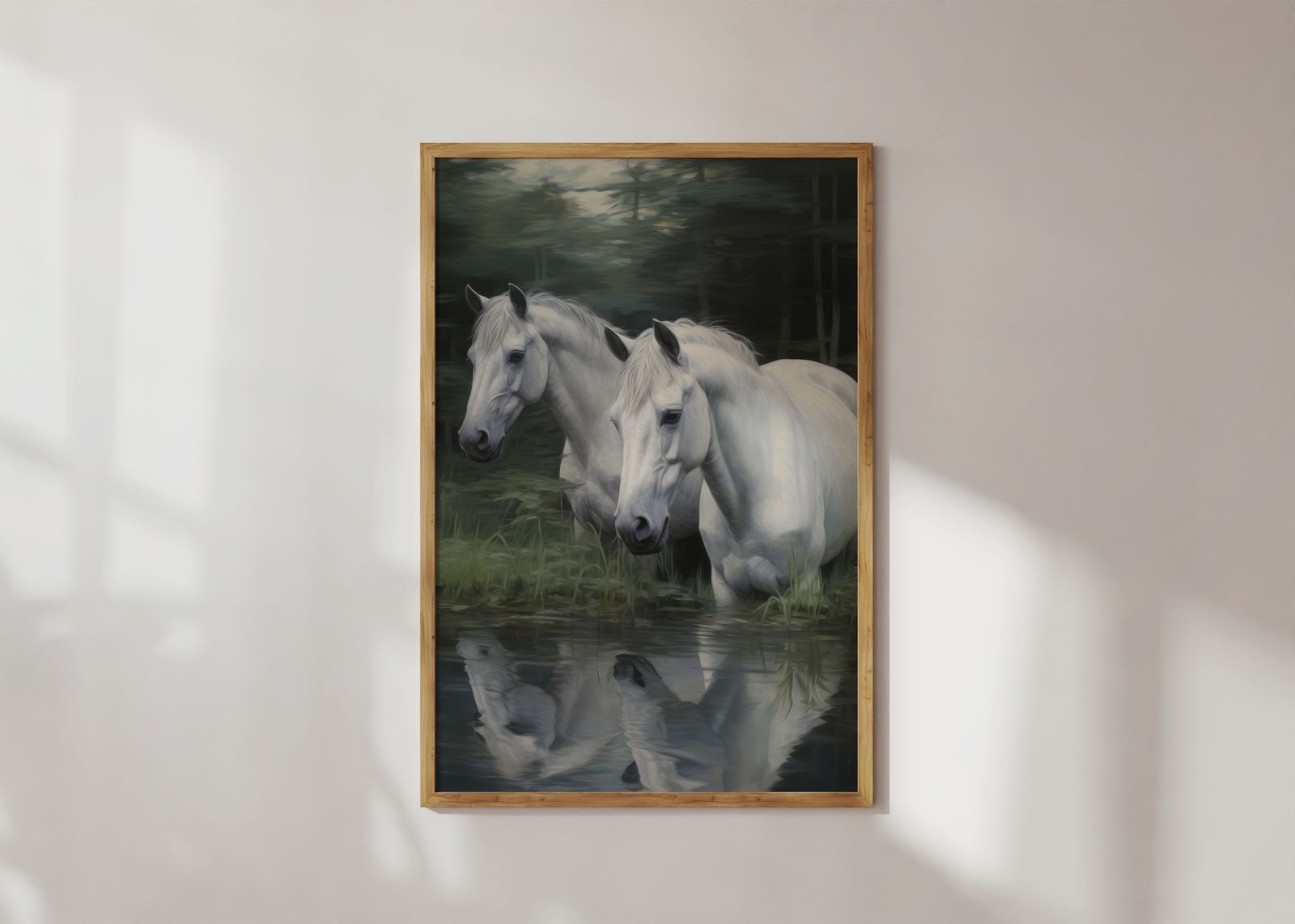 Affiche - Réflexion des Chevaux Blancs