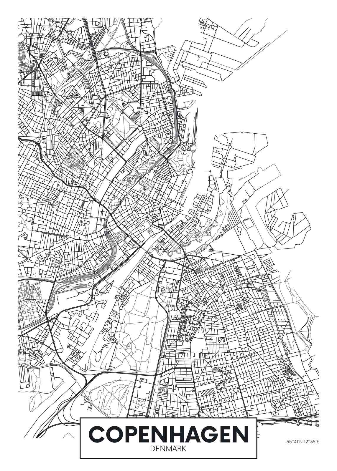 Affiche Murale Carte de Copenhague
