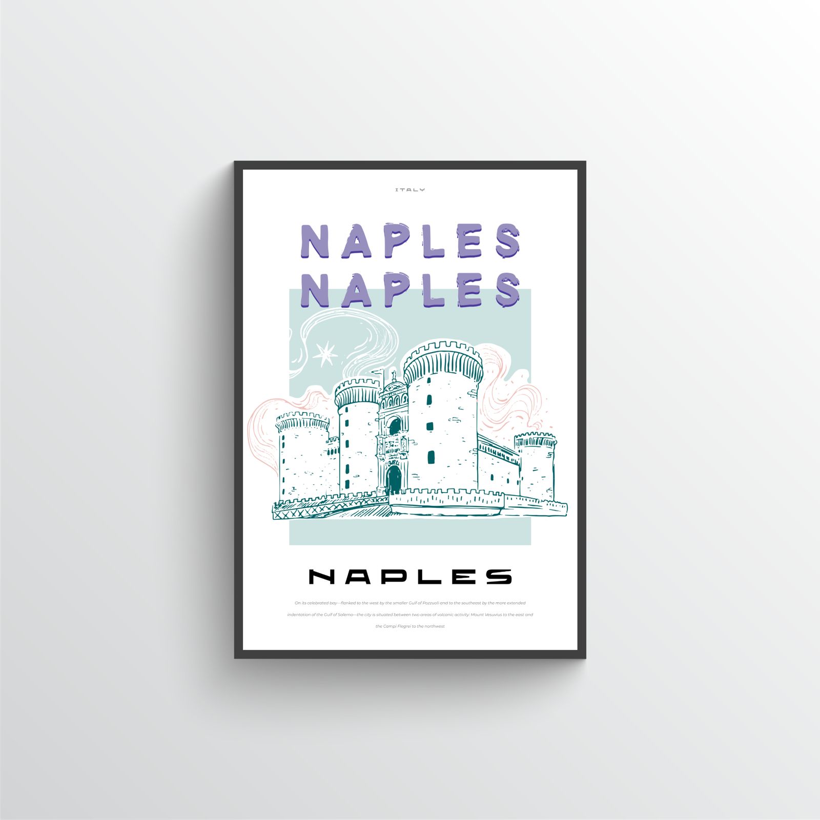 Affiche de Naples avec Illustration de Château