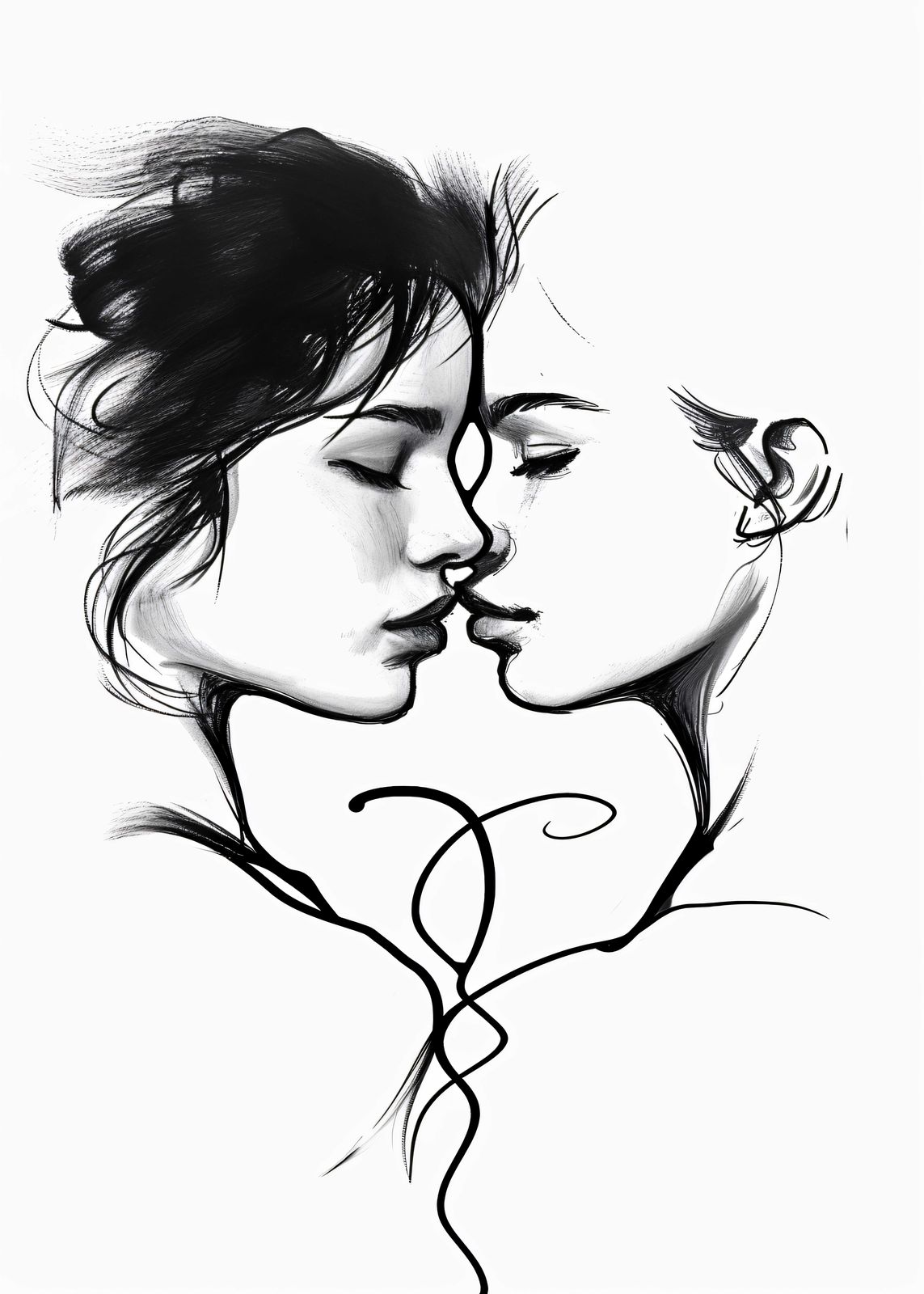 Poster - Croquis Couple Intime