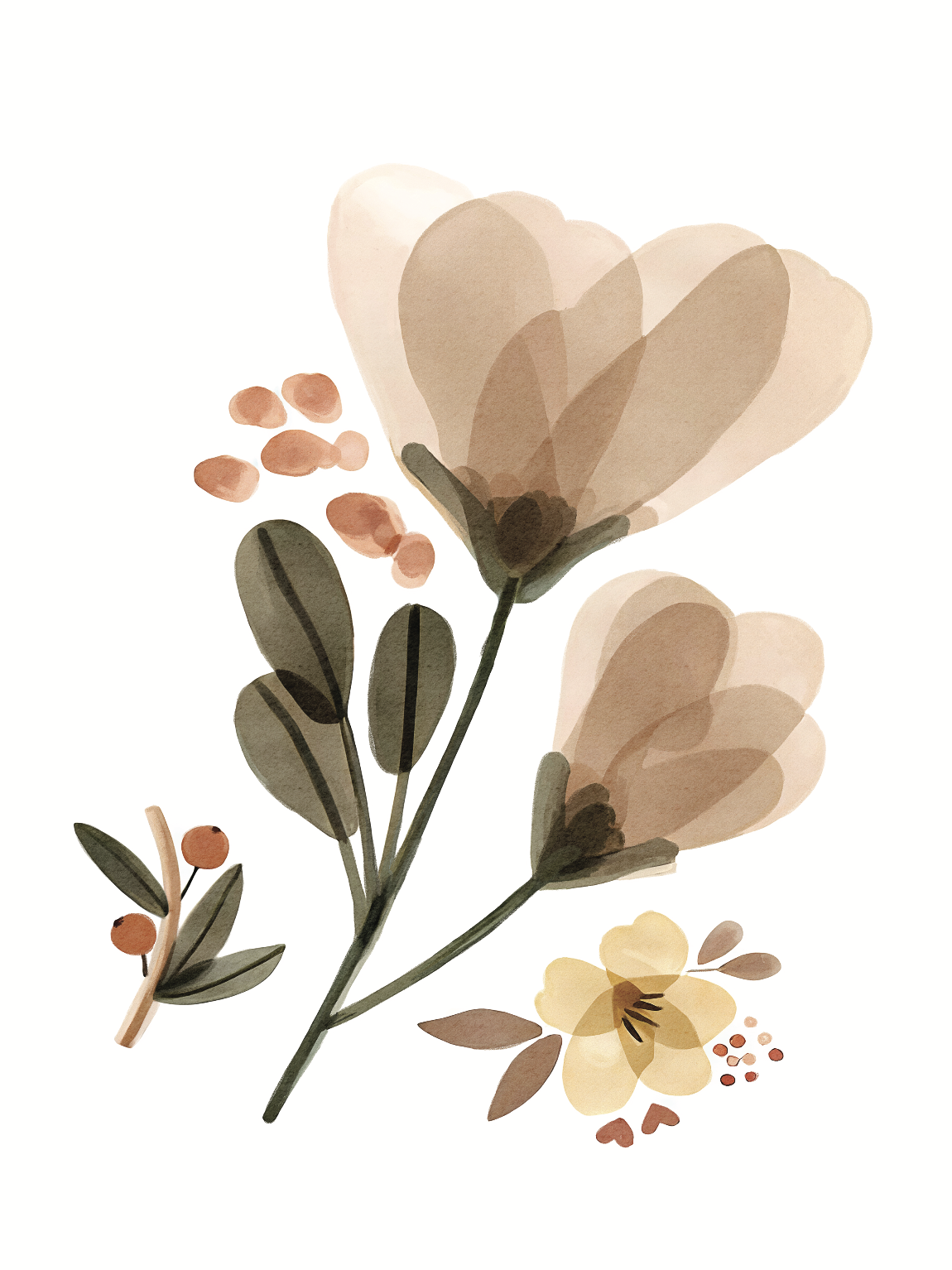 Affiche – Fleurs / Brun / 02