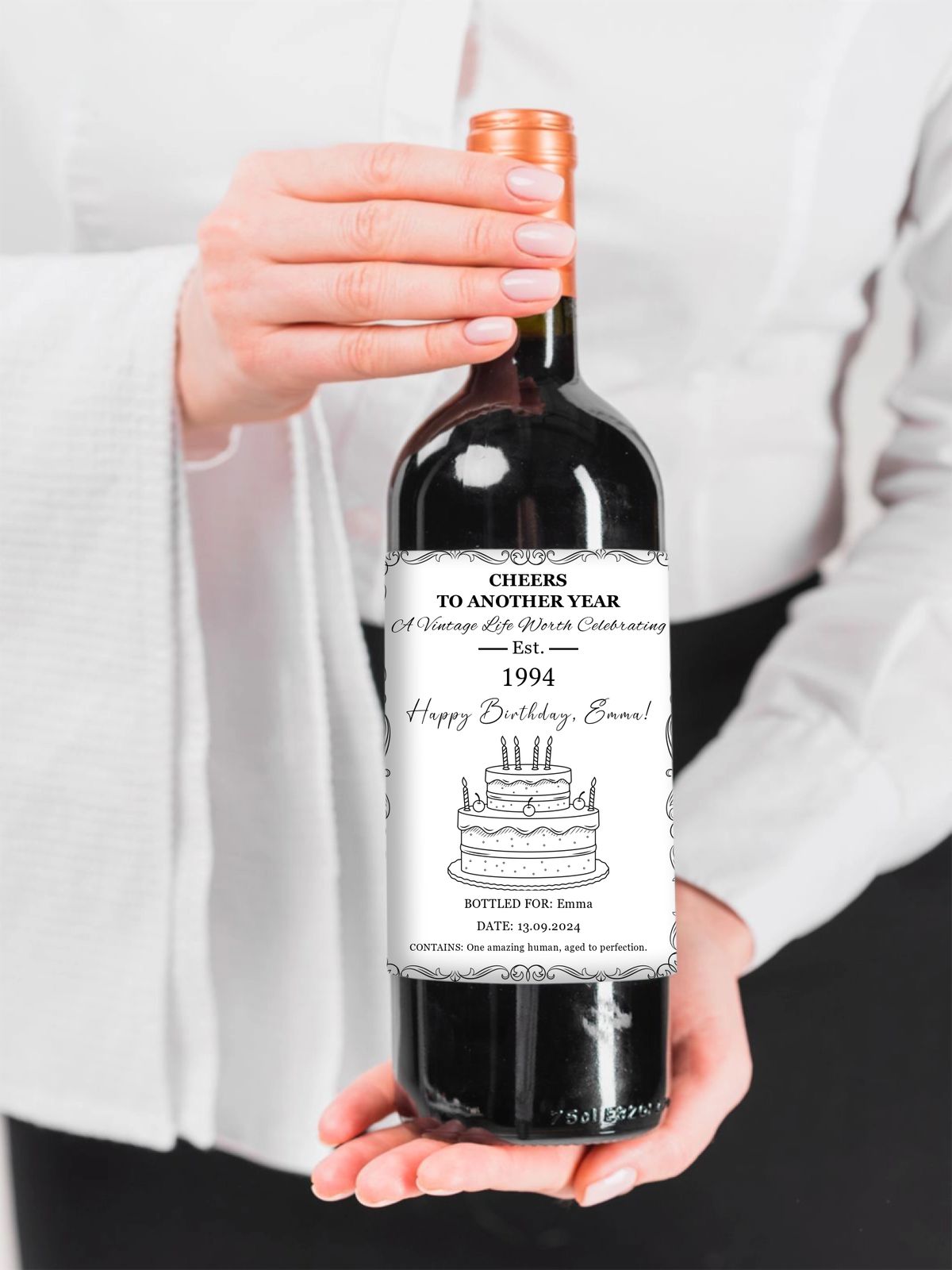 Étiquette de Bouteille Personnalisée - Anniversaire Classique