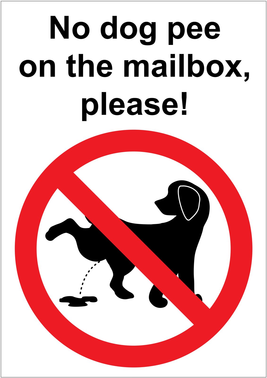 Autocollant - Pas de pipi de chien sur la boîte aux lettres