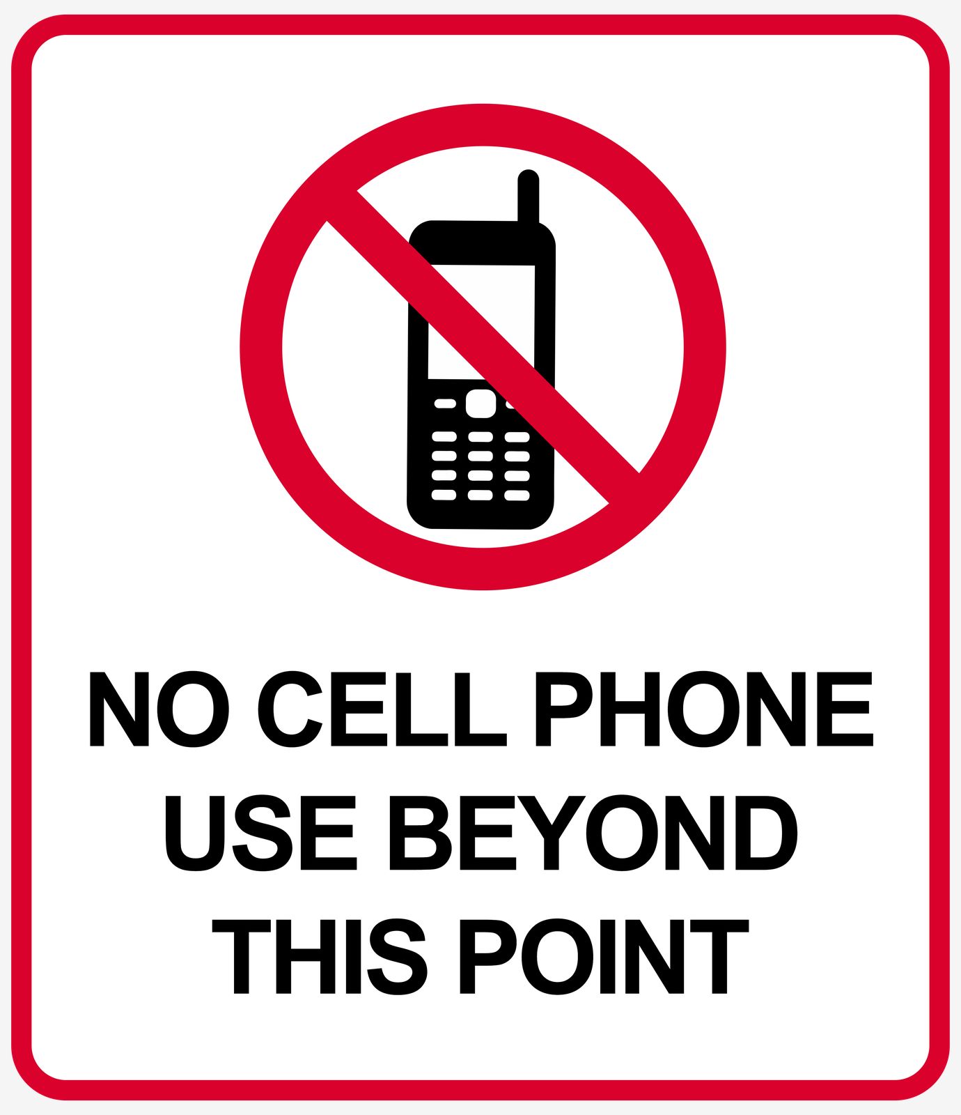Autocollant - Pas d'utilisation de Téléphone Au-delà de Ce Point