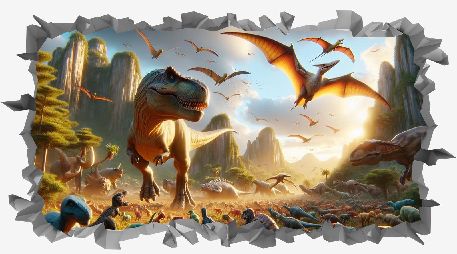 Autocollant mural / Rectangle - Aventure Dinosaure