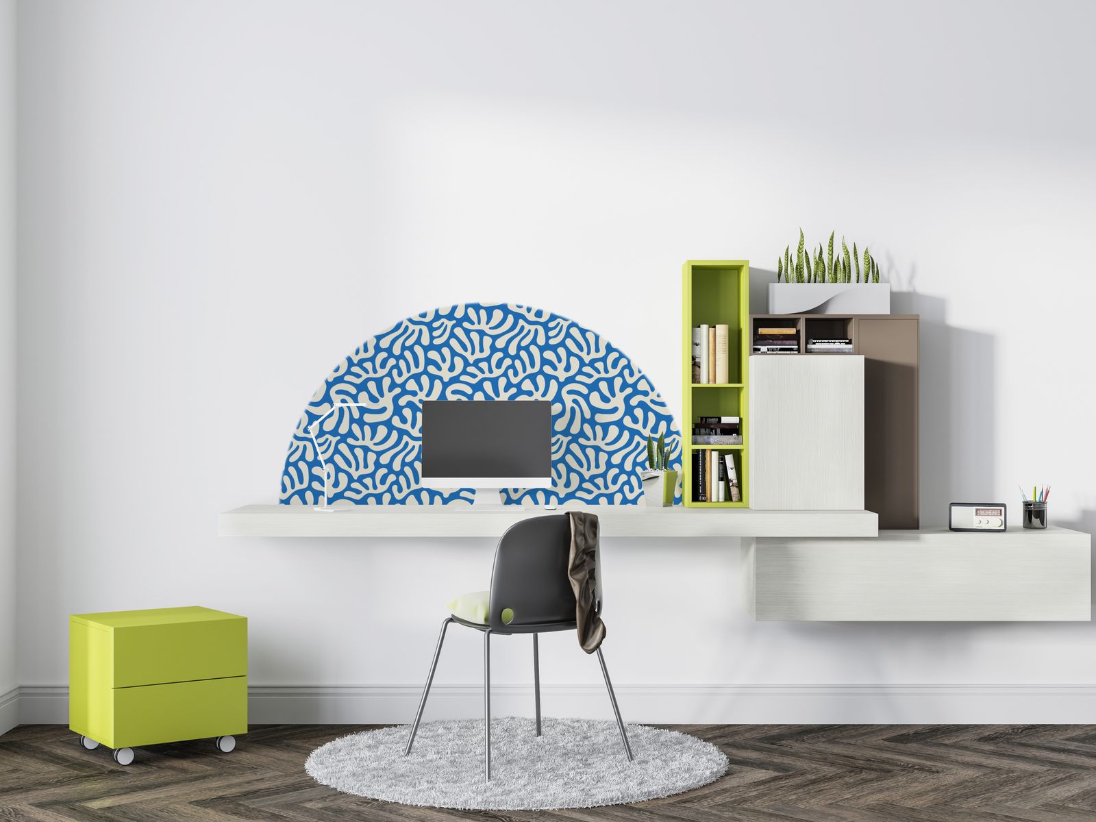 Autocollant Mural - Design Abstrait Bleu